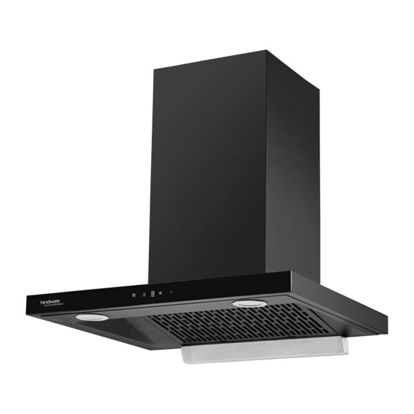 Hindware Venice Chimney, 60 cm kitchen chimney, auto clean chimney, filterless chimney, Hindware kitchen chimney, wall mounted chimney, black glass chimney, motion sensor chimney, touch control chimney, 1200 m3/hr suction chimney, LED light chimney, modern kitchen chimney