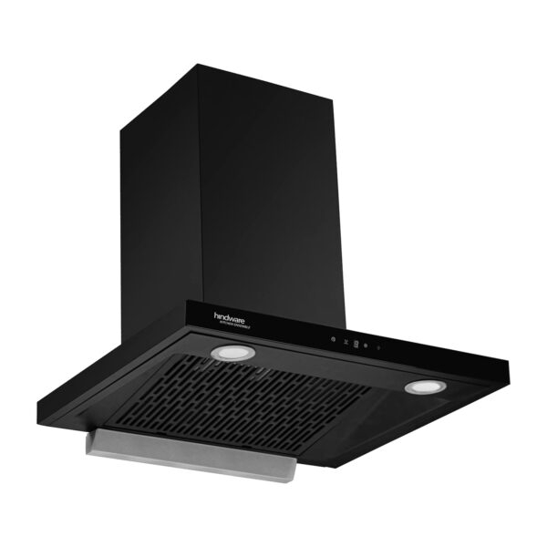 Hindware Venice Chimney, 60 cm kitchen chimney, auto clean chimney, filterless chimney, Hindware kitchen chimney, wall mounted chimney, black glass chimney, motion sensor chimney, touch control chimney, 1200 m3/hr suction chimney, LED light chimney, modern kitchen chimney